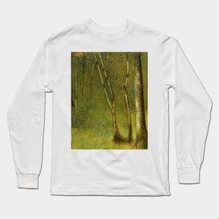 The Forest at Pontaubert by Georges-Pierre Seurat Long Sleeve T-Shirt